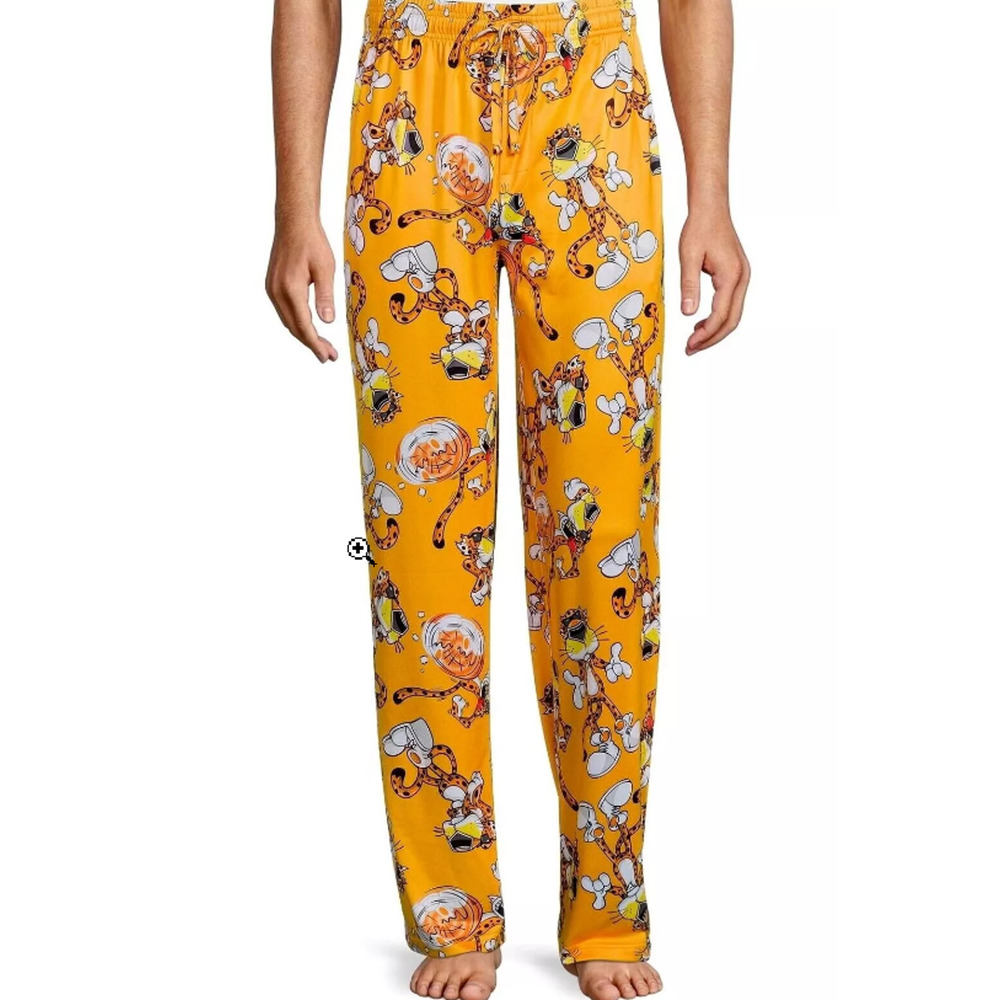 Cheetos Pajama Lounge Sleep Pants Chester Cheetah‎ Orange Drawstring Small 28 30